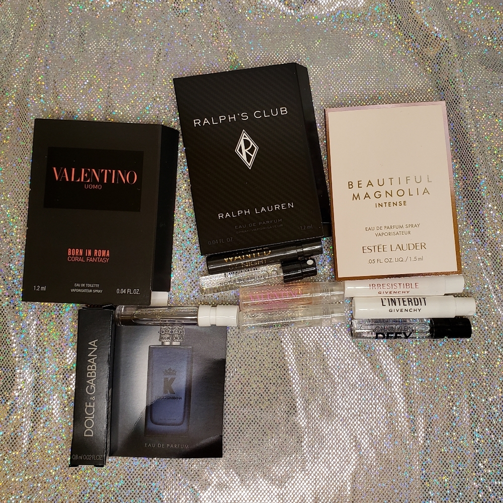 10+ Fragrance Samples including: Givenchy, Valentino, and Ralph Lauren